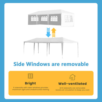 10フィート x 30フィート ホワイト キャノピー テント 頑丈なウェディング パーティー テント キャノピー 取り外し可能なサイドウォール 5 枚付き